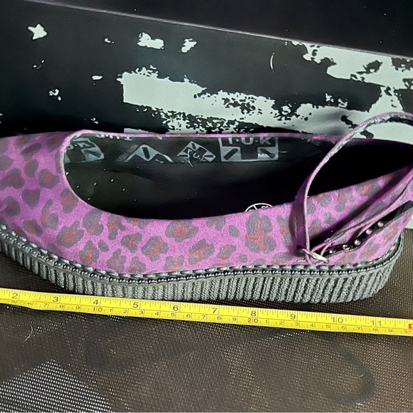 TUK Shoes - Vegan Leopard Pointed Ballet Ankle Strap Creeper - Picture 4 of 10